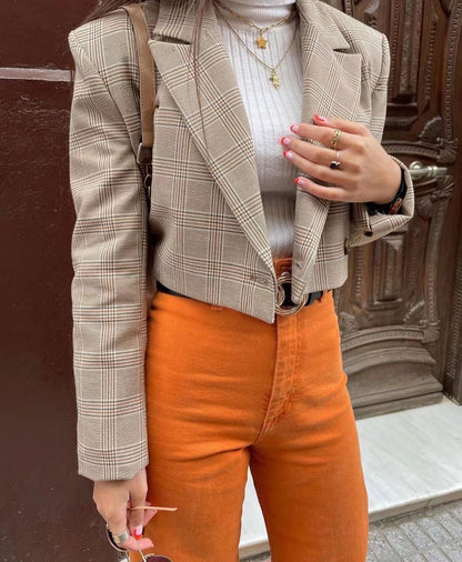 Plaid Short Blazer