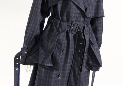 Plaid Waist Belt Trench Coat