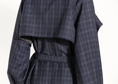 Plaid Waist Belt Trench Coat