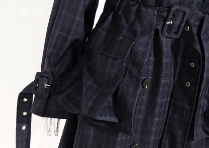 Plaid Waist Belt Trench Coat
