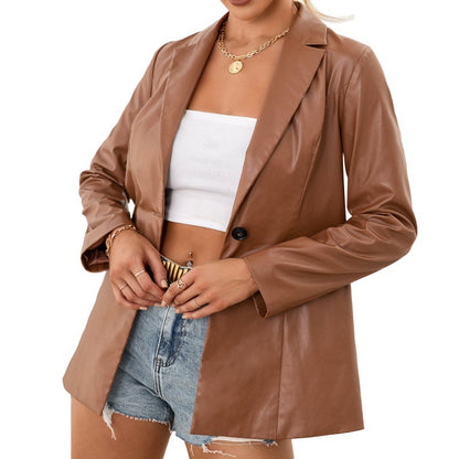 Faux Leather Slim Jacket