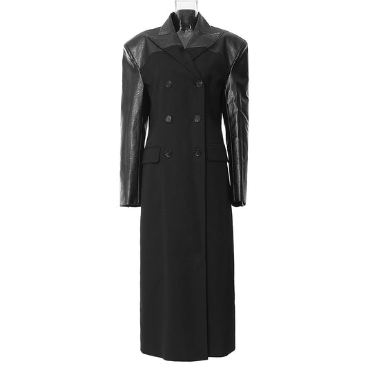 Plaid Leather Trench Coat