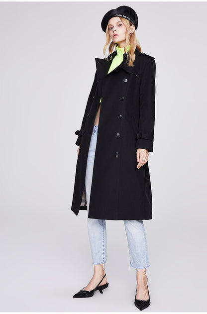 Solid Color Slim Fit Trench Coat