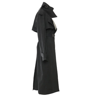 Contrast Color Casual Trench Coat