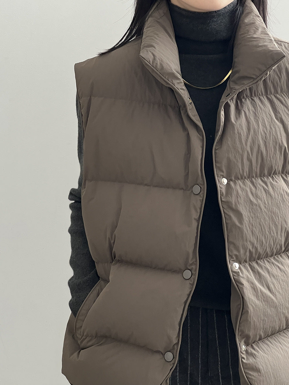 Cotton Stand Collar Loose Vest Jacket