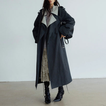 Contrast Color Casual Trench Coat