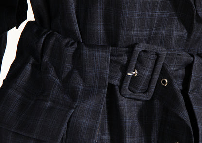 Plaid Waist Belt Trench Coat