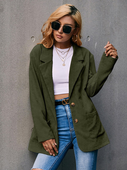 Corduroy Single-Breasted Blazer