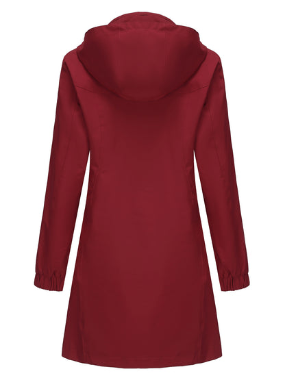 Solid Color Long Sleeve Windbreaker Coat