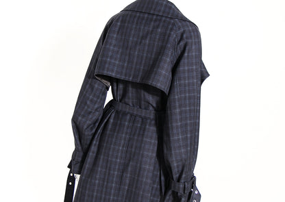 Plaid Waist Belt Trench Coat