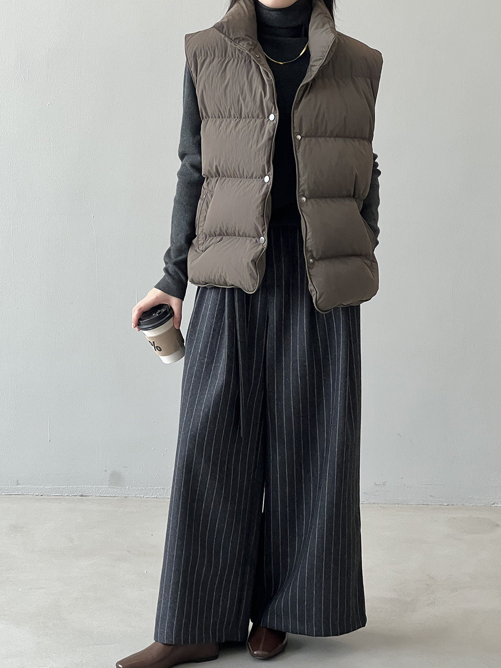 Cotton Stand Collar Loose Vest Jacket