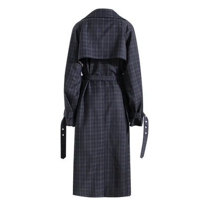 Plaid Waist Belt Trench Coat