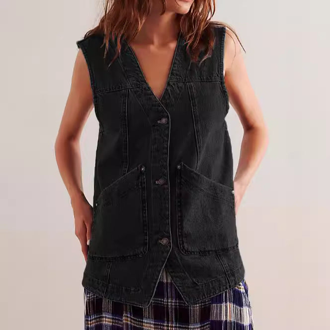 Denim Sleeveless Vest