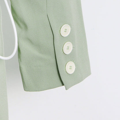 Matcha Green Slim Trench Coat Blazer