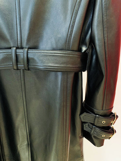 Leather Double Breasted Trench Coat