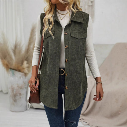 Corduroy Collared Vest Shacket