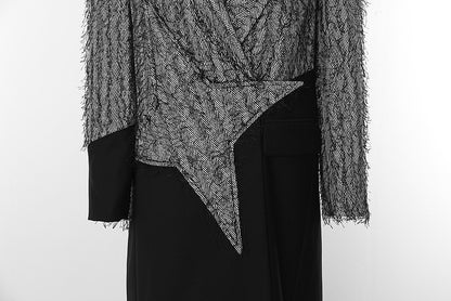 Contrast Color Star Trench Coat