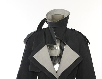Contrast Color Casual Trench Coat