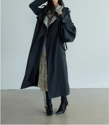 Contrast Color Casual Trench Coat