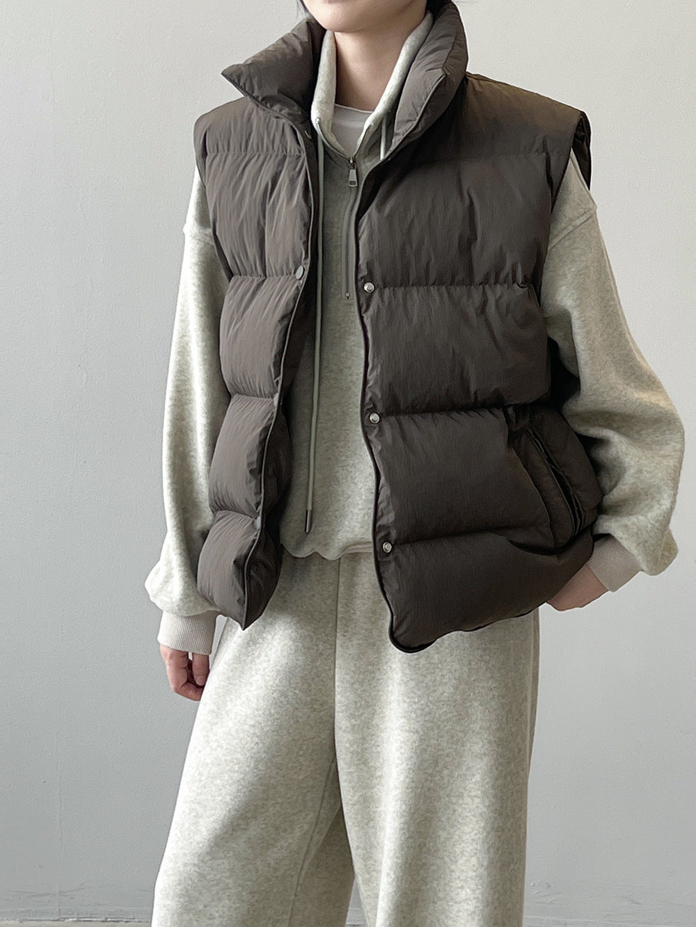 Cotton Stand Collar Loose Vest Jacket