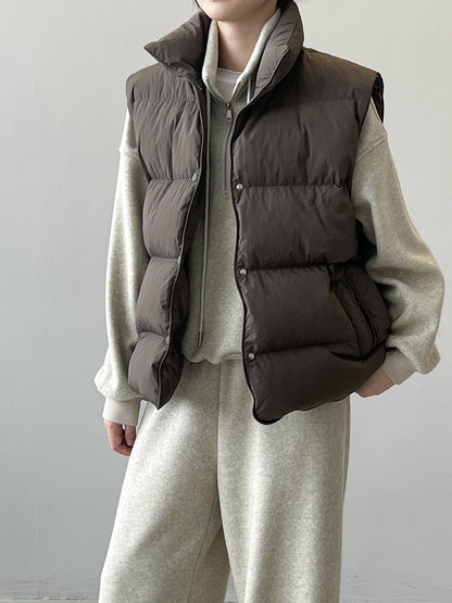 Cotton Stand Collar Loose Vest Jacket