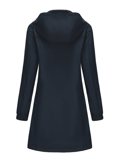 Solid Color Long Sleeve Windbreaker Coat