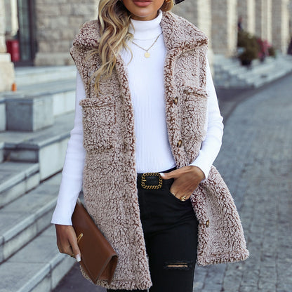 Velvet Faded Sleeveless Cardigan Vest