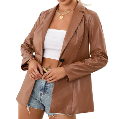 Faux Leather Slim Jacket