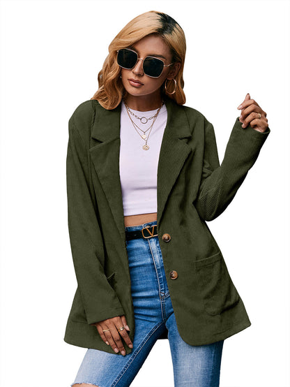 Corduroy Single-Breasted Blazer